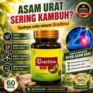 Obat Herbal Asam Urat Uratlinu Original Untuk Nyeri Sendi & Pegal 60 Kapsul Suplemen Tulang & Sendi