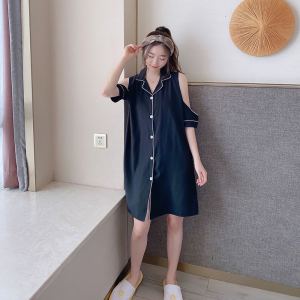 8184 SPS ชุดนอนกระโปรงคอปก ชุดนอนผู้หญิง ตัดแต่งขอบชายชุดและแขนเป็นแนวคลื่น ผ้าเย็นใส่สบาย มีหลายขนาดให้เลือก สินค้าพร้อมส่ง