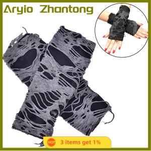 Aryio A Pair Gothic Arm Warmer Fingerless Beggar Punk Halloween Gloves Hole Cosplay