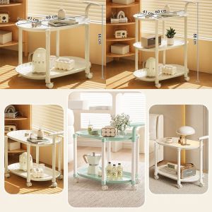 XU HOME ABS Side Cabinet Trolley 2/3 Layers White Corner Table High Quality with  Wheels Side Table