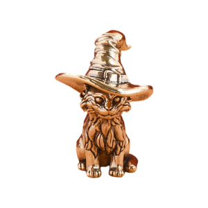 Cổ đồng thau cổ điển mèo điêu khắc thần bí decors Kitten với mũ phù thủy figurine cho nghiên cứu phòng khách hiển thị