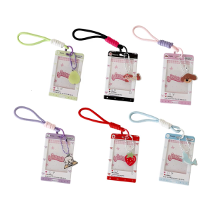 Korean Popular Photocard Holder ID Holder with Keychain Hard Shell Protective Photo Sleeve ID Cards Holder Pendant