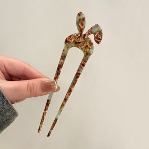 F4 Jepit Rambut Sanggul Tusuk Konde New Geometric Design Rabbit U-Shaped Acetate Hairpin TSAB004