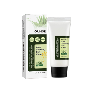 Ouhoe Sunburn Repair Aloe Vera Gel Hydrating Moisturizing Face Cream Relieve Dry Sensitive Skin Soothing Care Smoothing Facial Cream Isolation Anti Oxidant UV Protection Facial Solar Blocker Refreshing Non Greasy Sunscreen Cream