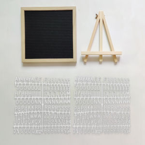 Felt Letter Board 10x10 inches Changeable Wooden Message Board Sign Wood Frame Wall Mount with Display Stand