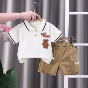 tampan Kartun Polo baju kaos setelan anak laki laki casual imut sets pakaian bayi perempuan katun import
