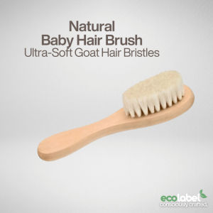 Eco-friendly Natural Baby Hair Brush Ultra-Soft Goat Hair Bristles Compostable Zero Waste