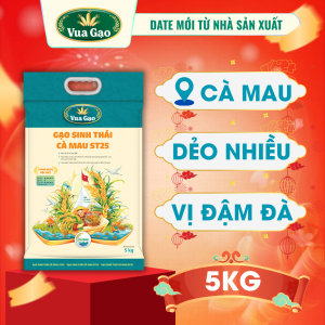 [Siêu Sale Tết] Gạo ST25 Sinh Thái Cà Mau - Chính Hãng Vua Gạo - Túi 5kg