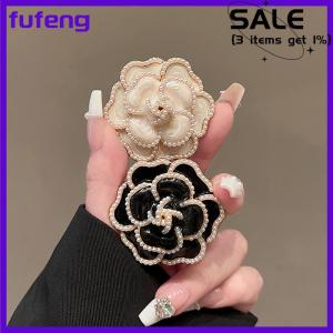 fufeng Rhinestone Golden And Black Floral Brooch Womens Camellia Pin Corsage Accessories Gift