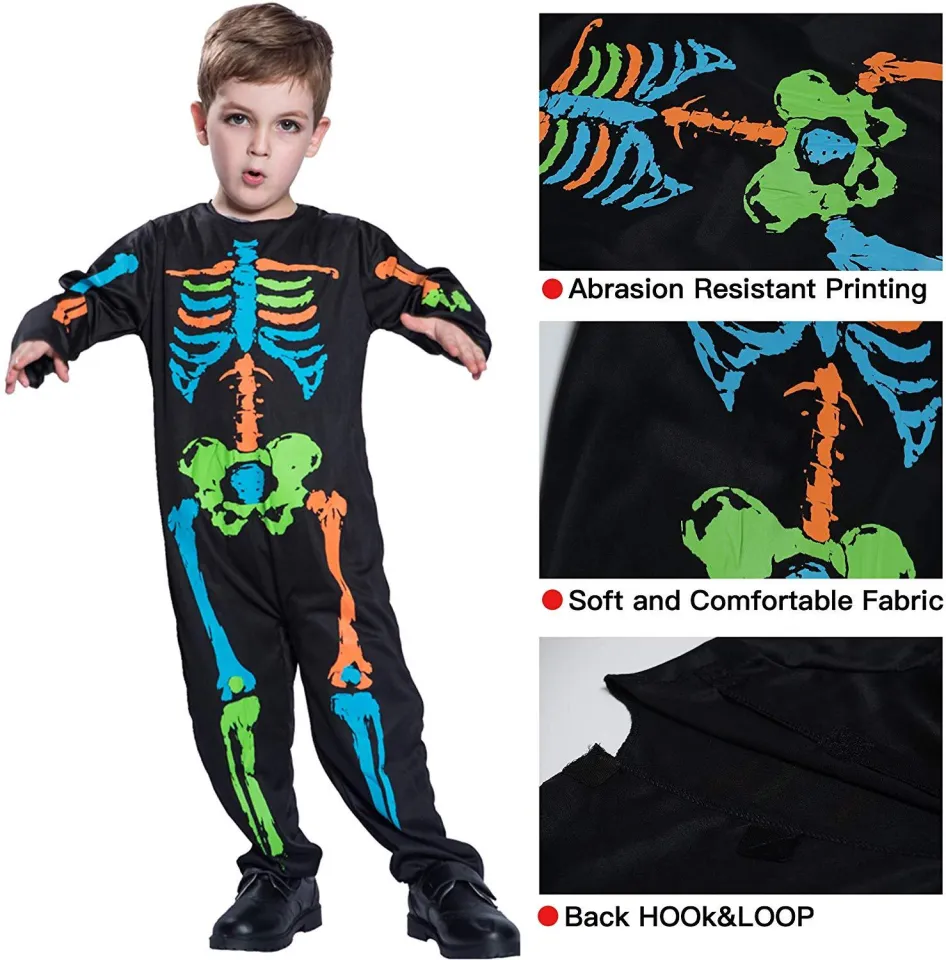 EraSpooky Skeleton Bloody Zombie Boy Costume - Horror Halloween Kids Fancy Dress Outfit (Small/Medium)