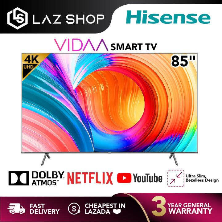 Hisense 85 Inch 4K UHD Smart TV 85A7H | Dolby Atmos Dolby Vision ...