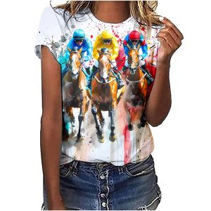 [Local Stock] ZEEMIN Womens T-Shirts Horse Racing Graphic 3D Printed New O-Neck Short Sleeve T Shirt Y2k Harajuku Tees Tops Female Pullover Clothing