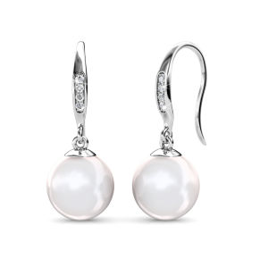 Her Jewellery Pearl Hook Earrings - Luxury Crystal Embellishments plated with 18K Gold
