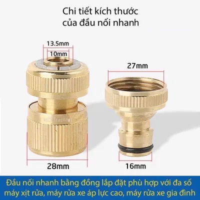 Bộ khớp nối nhanh đầu vào máy rửa xeKhớp đồng nối nhanh đây cấp nước (Bộ Đầu Vào Bằng Đồng)