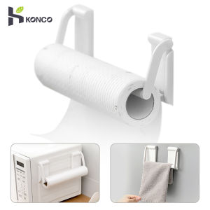 Konco ที่ใส่กระดาษม้วนแบบปรับได้ชั้นวางกระดาษม้วนติดผนังชั้นแขวนผ้าขนหนูผ้าเช็ดมือสำหรับตู้เย็นด้านข้างที่แขวนกระดาษม้วนในห้องน้ำที่จัดเก็บในห้องครัว