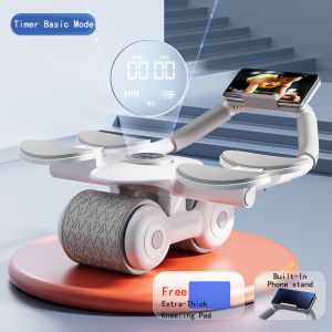 Auto Return Ab Wheel Roller with Double 11" Wider Wheels for Maximum Stability - Abdominal & Core Workout Equipment for Home Gym - Includes Knee Pad & Exercise Guide
