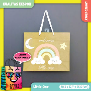 Lusinan Paper Bag / Tas Kertas Motif Lucu Imut Gambar Pelangi Glitter Kualitas Ekspor untuk Syukuran Kelahiran Bayi Souvenir Kado