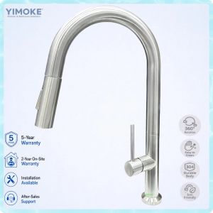 Climate Voucher Kitchen Sink Basin Mixer Faucet KCDP402P– SUS304 Stainless Steel Pull-Out TapFast shipping