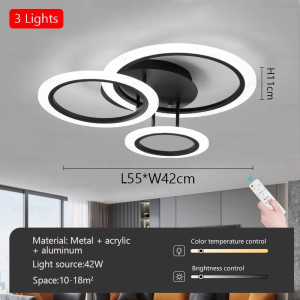 Gecree Living Room Chandelier Nordic Simple Circular Lamp bedroom Light LED Modern Dining Room Ceiling Lamp