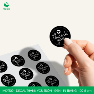 MDTT09 - D2.5cm - 50 Sticker Thank you decal Thank you tròn dán hộp carton tem cám ơn nhãn dán cảm ơn trang trí gói hàng