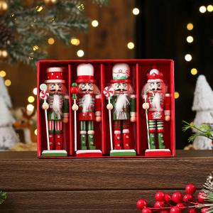 New Portable Figurines Nutcracker Puppet Painted Creative Soldier Puppet Pendant Colorful Nutcracker Doll Christmas Decorations