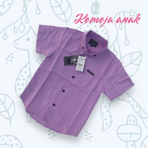 kemeja polos anak laki laki terbaru lengan pendek bahan premium distro real pict bisa COD warna hijau SAGE dan masih banyak warna lain