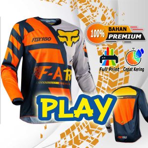 Pakaian baju jersey Motor trail cross set motocross Balap custom F0X Oren Navy Abu Adventure (Baju Saja) Free Nama Nomor sendiri trabas pria dewasa cros custom Enduro nama sendiri ukuran Jerset Set Size S M L XL XXL cocok suka untuk crf wr klx dan touring