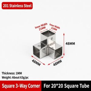 K9SEQ Right Angle Square Tube Connector 20mm 30mm Two/Three/Four/Five-Way Pipe Joint Fastener Sturdy Quick Connect Metal Tube Fitting Industrial Frame
