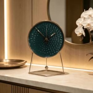 Sacesr Luxury Table Clocks Silent Ceramic Table Clocks Living Room Desktop Ornament Desks Clock European Modern Creativity Home Decor 5B8Q6