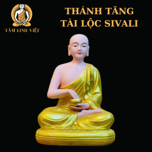 Tượng Thánh tăng tài lộc Sivali size 30cm chất liệu Composite và bột đá sơn tĩnh điện hàng cao cấp nhập khẩu Đài Loan