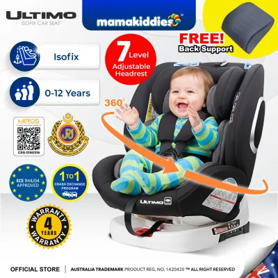 Mamakiddies ULTIMO 360 Spin Isofix Carseat Newborn to 12 Years Old Baby Car Seat (12-Years Warranty)