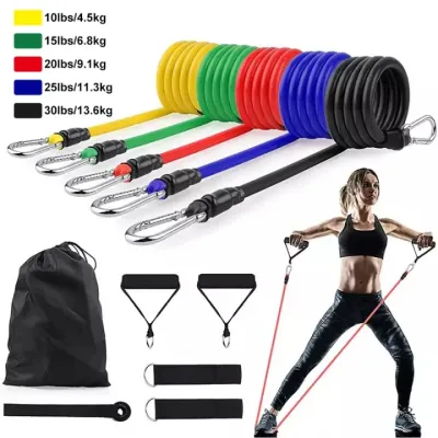 11 pcs Resistance Bands Set for Resistance Training physical Therapy home gyms workout and Yoga Pilates Band Pull Rope Tube Bands elastic