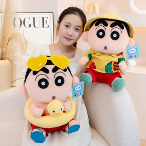 Genuine Crayon Shin-chan Adorable Plush Toy Cartoon Doll Crayon Shin Chan Summer Beach SeriesStuffed Figure Bedroom Decor Soft Cuddly Pillow Anime Character Collectible Toy