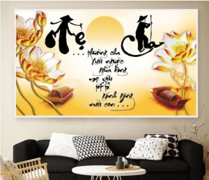 Tranh Cha Mẹ Tranh Hoa Sen có Keo Sẵn Tranh Trang Trí phòng khách phòng ngủ phòng làm việc Decal đẹp tranh dán tường - TP834