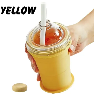 Portable 2-in-1 Folding Silicone Collapsible Ice Ball Cup Water Bottle Summer Camping Supplies