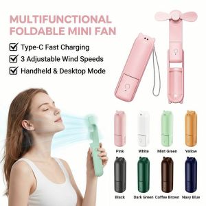 MINIFELE 262 USB Rechargeable Handheld Mini Fan 3 Gears 3 IN 1 Folding Flashlight Fan Portable Lightweight Pocket Silent Fan Summer Outdoor