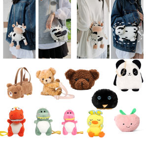 Cute Cartoon Crossbody Bag Girl Plush Cow Doll Small Purse Female Lovely Shoulder Messenger Pouch Zipper Bags For Women