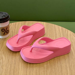 [Free Shipping] Versatile New Square-Toe Flip-Flops for Women Breathable Casual Mid-Heel Simple Outdoor Non-Slip Beach Sandals