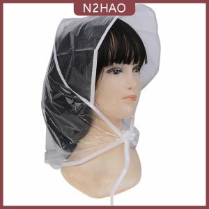 N2HAO  1 chiếc mũ đi mưa kiểu tóc bảo vệ nắp ca-pô nhựa cho phụ nữ và phụ nữ trong suốt