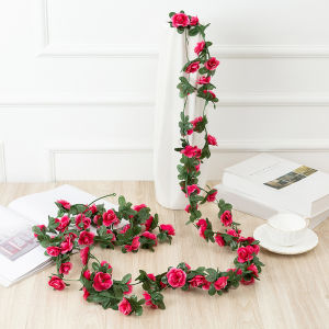 YESPERY 250CM Rose Artificial Flowers Vine Christmas Garland for Wedding Home Room Decoration Spring Autumn Garden Arch DIY Fake Plant Vine