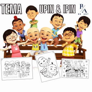 kertas gambar mewarnai anak A4 (UPIN & IPIN)