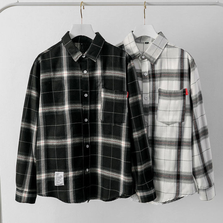 NEW WESTERN Black and White Plaid Shirt Cotton Plaid Shirt Lazada PH