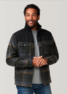 Free Country Olive Plaid Flannel Shirt Sherpa Inner Mens Woodsman Work Jacket Winter Overrun
