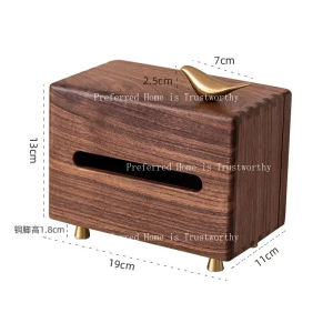 ZZSA Suitable for Walnut Solid Wood Retro Square Tissue Desktop Storage Decoration H5K8Q