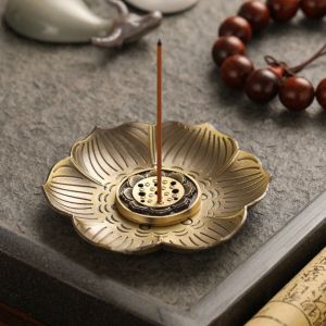 T6JOB1 Decoration items Retro Zinc Alloy Fragrance Perfume Plate Ash Catcher Stick Holder Incense Censers Buddhist Supplies Home Office Decoration