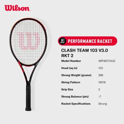 Wilson Clash Team 103 V3.0 Performance Tennis Racket (Strung) WR180710U