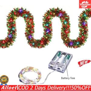 [ToolOutlet]Christmas Decor Lighted Garland 16.4Ft for Staircase and Door Festivities