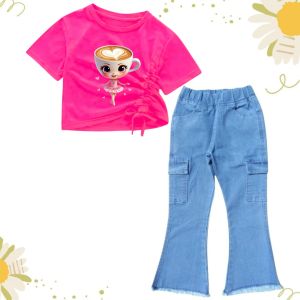 STELAN CELANA JEANS CUTBRAY KARGO DAN KAOS SERUT ANAK PEREMPUAN 1-12 TAHUN