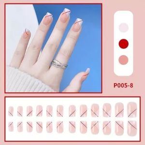 24 PCS Kuku Palsu Dan Lem /Fake Nail Art 3d /Stiker Kuku Tahan Air/box