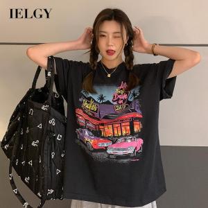 IELGY Áo Thun Tay Ngắn Phong Cách Hồng Kông Áo Phong Cách Harajuku Thương Hiệu Thời Thượng Cho Nữ